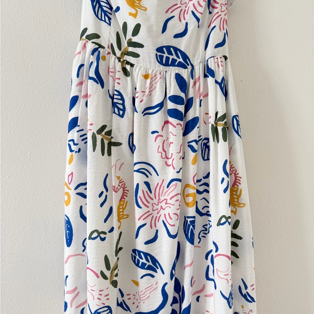 NWT ANNIEWEAR Ivory/Blue Lola Leaf Printed Beachy Nautical Dress size medium - Picture 7 of 14